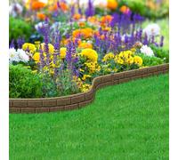 Nicoman Ultra-Curve Ez Border Flexible Edging Brick Effect Eco Friendly Recycled Rubber Garden Border - Brown - Pack Of 20