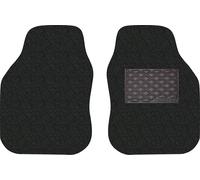 Nicoman Universal Car Floor Mat Spaghetti Coiled Non-Slip PVC Rubber Heavy Duty Waterproof Easy Clean - (Black, Front Set, Small, 2 Piece)