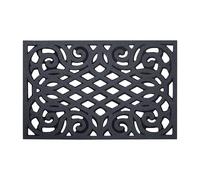 Nicoman Victorian Style Eco-Friendly Rubber Wrought Iron Effect Door Mat, Non-Slip Heavy Duty Doormat Step Barrier Easy Boot Scraper Indoor Outdoor Entrance Mat Drainage - (Grey, Small, 61 x 41cm)