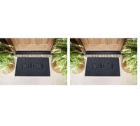 Nicoman Welcome Ribbed Striped Scrape Barrier Doormat Eco-Friendly Scrape and Absorbent Indoor/Outdoor Door Mat 75x45cm (Pack of 2)