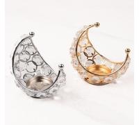 Nicoone 2pcs Candle Holders Moon Shape Crystal Tealight Candelabra Candle Holders Gifts with Detachable Shade for Dinner Table Centerpiece Home Decor
