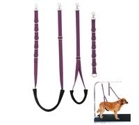 Nicoone 3Pcs Dog Grooming Harness Strap, Adjustable Grooming Band Neck and Haunch Holder, Table Rope with D- Rings for Small Medium Cats Dogs