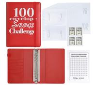 NICOOTH 100 Envelopes Money Saving Challenge Money Saving Binder 100 Envelope Challenge Binder Savings Binder Envelope A5 Savings Challenge Book (Red)