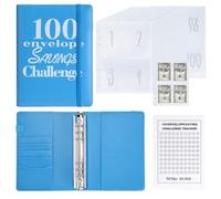 NICOOTH 100 Envelopes Money Saving Challenge Money Saving Binder 100 Envelope Challenge Binder Savings Binder Envelope A5 Savings Challenge Book (Blue)
