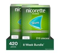 Nicorette 2mg Gum Original Flavour, 420 Pieces (2 x 210), Nicotine Gum to Help Quit Cigarettes for Good, Discreet and Fast-Acting Stop Smoking Aid to