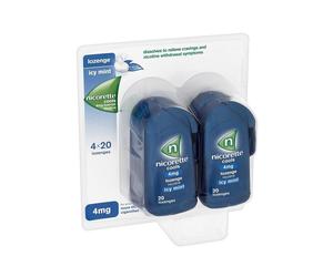Nicorette 4mg Cool Icy Mint Flavoured Lozenges 4 Packs of 20 Mints
