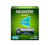 Nicorette 4mg Gum Original Flavour (210 Pieces), Discreet Stop Smoking and Stop Vaping Aid to Help you Quit For Good, Tackle Cravings and Withdrawal Symptoms, Nicotine Gum (Quit Smoking or Vaping)
