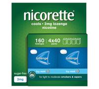 Nicorette Cools 2mg Lozenge, 160 Lozenges (4 x 40 Packs), Effective and Discreet Quit Smoking Aid for Cigarettes, Nicotine Lozenges with Dual-Layer I