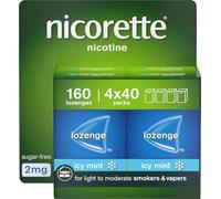 Nicorette Cools 2mg Lozenge, 160 Pieces (4 x 40 Packs), Effective and Discreet Stop Smoking and Stop Vaping Aid, Nicotine Lozenges with Dual-Layer Icy Mint Flavour Release (Quit Smoking or Vaping)