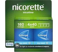 Nicorette Cools 2mg Lozenge, 160 Pieces (4 x 40 Packs), Effective and Discreet Stop Smoking and Stop Vaping Aid, Nicotine Lozenges with Dual-Layer Icy Mint Flavour Release (Quit Smoking or Vaping)