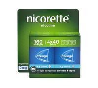 Nicorette Cools 2mg Lozenge, 160 Lozenges (4 x 40 Packs), Effective and Discreet Quit Smoking Aid for Cigarettes, Nicotine Lozenges with Dual-Layer Icy Mint Flavour Release