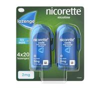 Nicorette Cools 2mg Lozenge (4 x 20 Lozenges), Effective and Discreet Quit Smoking Aid for Cigarettes, Nicotine Lozenges with Dual-Layer Icy Mint Flavour Release, Starts to fight cravings in 2 minutes