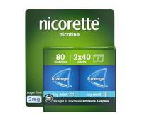 Nicorette Cools 2mg Lozenge, 80 Lozenges (2 x 40 Packs), Effective and Discreet Quit Smoking Aid for Cigarettes, Nicotine Lozenges with Dual-Layer Icy Mint Flavour Release