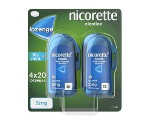 Nicorette Cools 2mg Lozenge, 80 Pieces (4 x 20 Packs), Effective and Discreet Stop Smoking and Stop Vaping Aid, Nicotine Lozenges with Dual-Layer Icy Mint Flavour Release (Quit Smoking or Vaping)