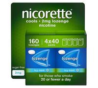Nicorette Cools 2mg Lozenge, 160 Lozenges (4 x 40 Packs), Effective and Discreet Quit Smoking Aid for Cigarettes, Nicotine Lozenges with Dual-Layer Icy Mint Flavour Release