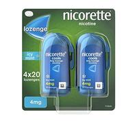 Nicorette Cools 4mg Lozenge (4 x 20 Lozenges), Effective and Discreet Quit Smoking Aid, Nicotine Lozenges with Dual-Layer Icy Mint Flavour Release, Starts to fight cravings in 2 minutes