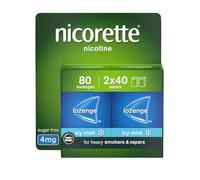 Nicorette Cools 4mg Lozenge, 80 Lozenges (2 x 40 Packs), Effective and Discreet Quit Smoking Aid for Cigarettes, Nicotine Lozenges with Dual-Layer Icy Mint Flavour Release