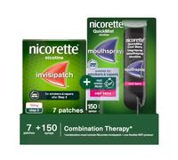Nicorette Dual Support Bundle : Nicorette Invisi 25mg Nicotine Patch 7 & QuickMist 1mg/Spray Nicotine Mouthspray Cool Berry 150 Sprays (Quit Smoking and Stop Smoking Aid)