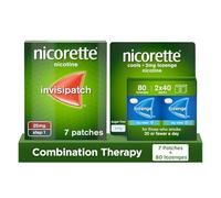 Nicorette Dual Support Bundle: Nicorette Invisipatch Nicotine Patches Step 1 10mg (7 Patches) and Cools Lozenges 2mg (4 x 20 Lozenges), Nicotine Cools & Patches to Support Smoking Cessation