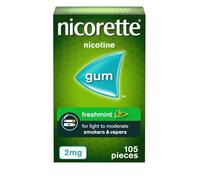 Nicorette Freshmint 2mg Gum (105 Pieces), Discreet Stop Smoking and Stop Vaping Aid to Help you Quit For Good, Tackle Cravings and Withdrawal Symptoms, Freshmint Nicotine Gum (Quit Smoking or Vaping)