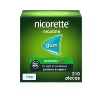 Nicorette Freshmint 2mg Gum (210 Pieces), Discreet Stop Smoking and Stop Vaping Aid to Help you Quit For Good, Tackle Cravings and Withdrawal Symptom