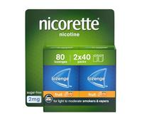 Nicorette Fruit 2mg Lozenge, 80 Lozenges (2 x 40 Packs), Effective and Discreet Quit Smoking Aid for Cigarettes, Nicotine Lozenges with Dual-Layer Fruity Flavour Release