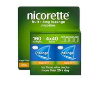 Nicorette Fruit 4mg Lozenge, 160 Lozenges (4 x 40 Packs), Effective and Discreet Quit Smoking Aid for Cigarettes, Nicotine Lozenges with Dual-Layer Fruity Flavour Release
