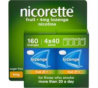 Nicorette Fruit 4mg Lozenge, 160 Pieces (4 x 40 Packs), Effective and Discreet Stop Smoking and Stop Vaping Aid, Nicotine Lozenges with Dual-Layer Fruity Flavour Release (Quit Smoking or Vaping)