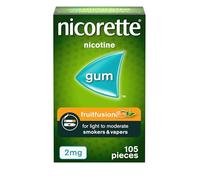 Nicorette Fruitfusion 2mg Gum (105 Pieces), Discreet Stop Smoking and Stop Vaping Aid, Helps Tackle Cravings and Withdrawal Symptoms, Nicotine Gum with Pleasant Fruit Flavour (Quit Smoking or Vaping)