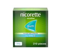 Nicorette Gum Icy White 2 mg - 210 Pieces - Fights Cravings, Removes Stains & Helps Whiten Teeth