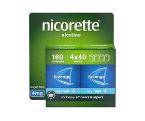 Nicorette ICY Mint 4mg Lozenge, 160 Pieces (4 x 40 Packs), Effective and Discreet Stop Smoking and Stop Vaping Aid, Nicotine Lozenges with Dual-Layer Fruity Flavour Release (Quit Smoking or Vaping)