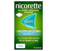 Nicorette Icy White 2mg Gum Nicotine 15 Pieces 15g(Pack of 6)