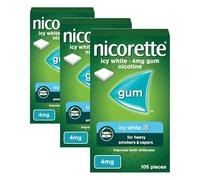 Nicorette ICY White 4mg Gum (105 Pieces), Discreet Stop Smoking and Stop Vaping Aid to Help You Quit for Good, Tackle Cravings and Withdrawal Symptoms, Nicotine Gum (Quit Smoking or Vaping)