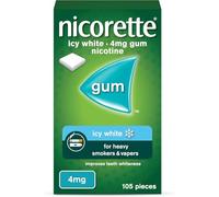 Nicorette Icy White 4mg Gum (105 Pieces), Discreet Stop Smoking and Stop Vaping Aid to Help you Quit For Good, Tackle Cravings and Withdrawal Symptoms, Nicotine Gum (Quit Smoking or Vaping)
