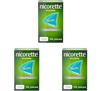 Nicorette Original 2mg Gum (105 pieces), Discreet Stop Smoking and Stop Vaping Aid to Help you Quit For Good, Tackle Cravings and Withdrawal Symptoms, Nicotine Gum (Quit Smoking or Vaping), Pack of 3