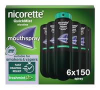 Nicorette QuickMist Mouth Spray, Freshmint (6 x 150 Sprays), Smoking or Vaping Cessation Aid, Designed to Start Reducing Cravings in 30 Seconds (Quit Smoking or Quit Vaping Aid)