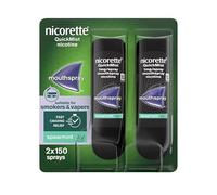 Nicorette QuickMist Mouthspray 1mg, Spearmint Flavour (2 x 150 Sprays) Quit Smoking or Vaping Aid, Designed to Start Reducing Cravings in 30 Seconds (Quit Smoking or Quit Vaping Aid)