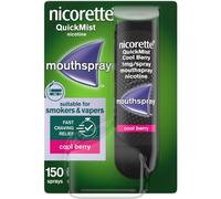 Nicorette QuickMist Mouthspray, Cool Berry Flavour (1x150 Sprays), Quit Smoking
