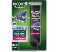 Nicorette QuickMist Mouthspray, Cool Berry Flavour (1x150 Sprays), Quit Smoking or Quit Vaping aid, Starts to Reduce Cravings in 30 Seconds (Quit Smoking or Quit Vaping aid)