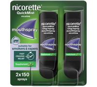 Nicorette QuickMist Mouthspray, Freshmint (2 x 150 Sprays) Smoking or Vaping Ces