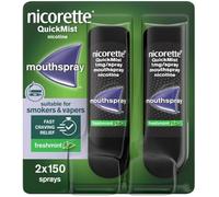 Nicorette QuickMist Mouthspray, Freshmint (2 x 150 Sprays) Smoking or Vaping Cessation Aid, designed to start reducing cravings in 30 seconds (Quit Smoking or Quit Vaping Aid)