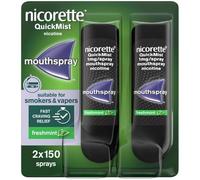 Nicorette QuickMist Mouthspray, Freshmint (2 x 150 Sprays) Smoking or Vaping Cessation Aid, designed to start reducing cravings in 30 seconds (Quit Smoking or Quit Vaping Aid)