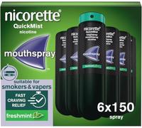 Nicorette QuickMist Mouthspray, Freshmint (6 x 150 Sprays) Smoking or Vaping Cessation Aid, designed to start reducing cravings in 30 seconds (Quit Smoking or Quit Vaping Aid)
