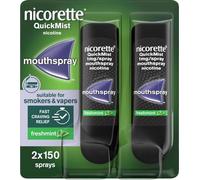 Nicorette Quickmist Mouthspray, Freshmint Nicotine Mouthspray, 2 Units x 150 Sprays (Packaging May Vary)