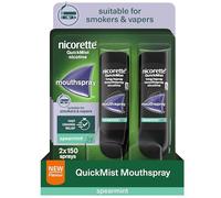 Nicorette QuickMist Mouthspray, New Spearmint Flavour (6x150 Sprays), Quit Smoking or Quit Vaping aid, Starts to Reduce Cravings in 30 Seconds, New mild Mint Flavour (Quit Smoking or Quit Vaping aid)