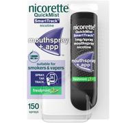 Nicorette QuickMist SmartTrack Mouthspray (1 x 150 Sprays), Freshmint, Quit Vaping or Quit Smoking Aid designed to start reducing cravings in 30 Seconds, Smoking or Vaping Cessation Aid
