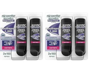 Nicorette® QuickMist SmartTrack™ Mouthspray- 2 x 150 Sprays (Cool Berry) (Packing May Vary) (Pack of 2)