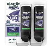 Nicorette Quickmist SmartTrack Mouthspray (2 x 150 sprays), Freshmint, Quit Vaping or Quit Smoking Aid designed to start reducing cravings in 30 Seconds, Smoking or Vaping Cessation Aid