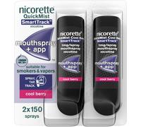 Nicorette Quickmist SmartTrack Mouthspray, Cool Berry (2 x 150 sprays) Smoking o