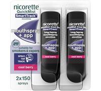Nicorette Quickmist SmartTrack Mouthspray, Cool Berry (2 x 150 sprays) Smoking or Vaping cessation Aid, designed to start reducing cravings in 30 seconds (Quit Smoking or Quit Vaping Aid)